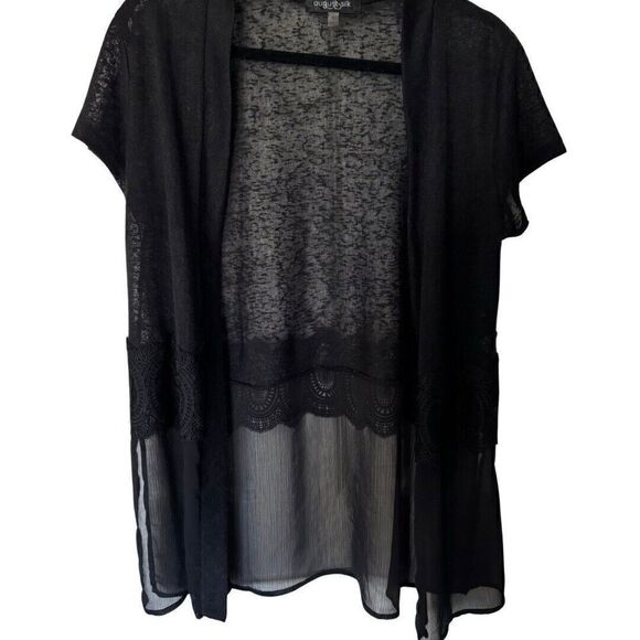 August Silk Womens Sheer‎ Black Open Front Cardigan, Size Medium - Picture 1 of 4